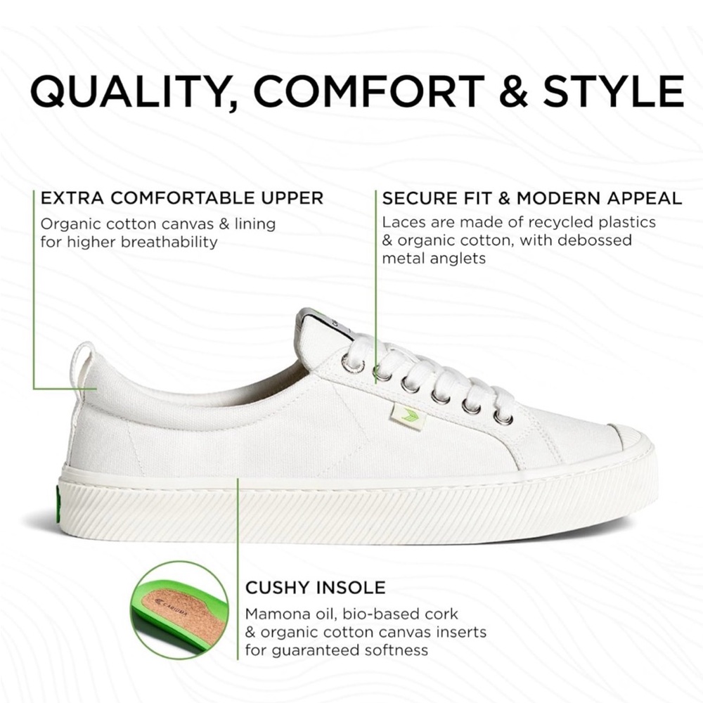 Cariuma White Low-Top Sneakers with Lime Green Insole - Picture 7 of 11